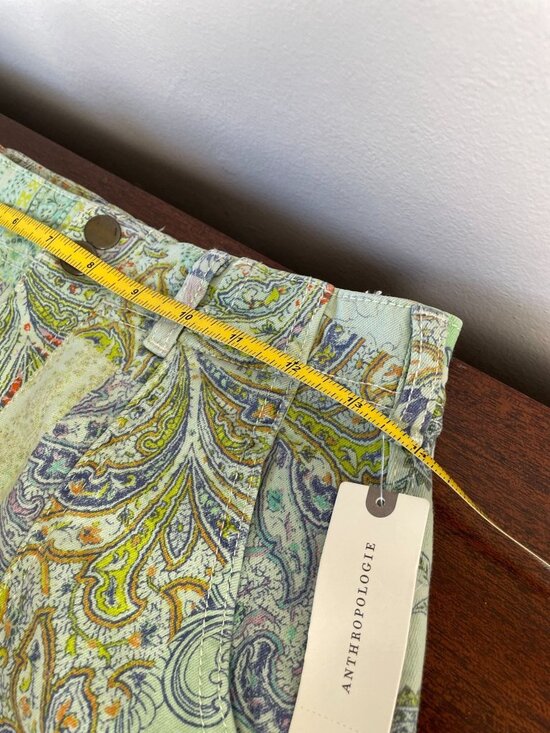 NWT Anthropologie Pilcro Patchwork Denim Mini Skirt Boho Paisley Western SZ 2 - Picture 4 of 9